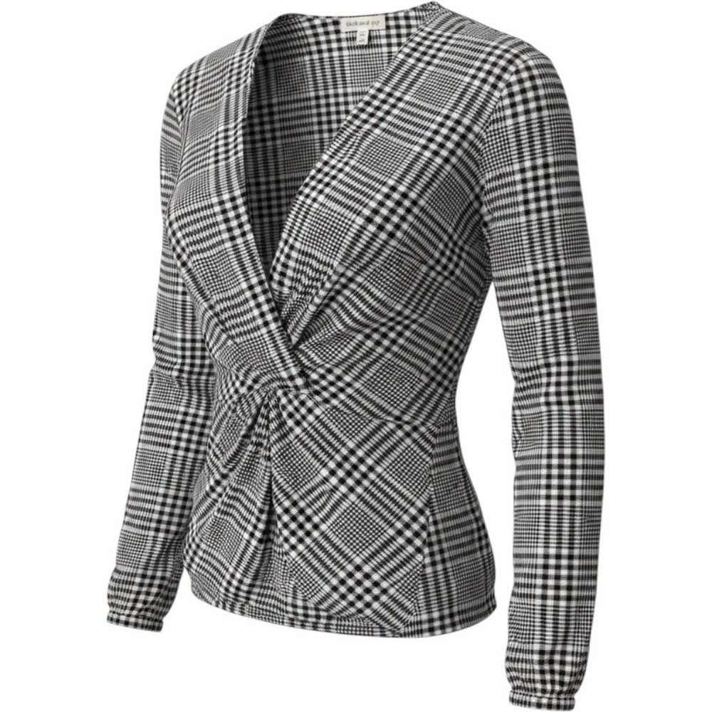 Faith and Joy Plaid Surplice Faux Wrap Peplum Blouse L Dark Academia Workwear